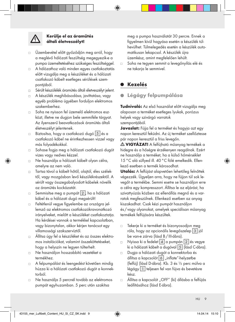 Kezelés légágy felpumpálása | Meradiso Z32169-BS User Manual | Page 9 / 29