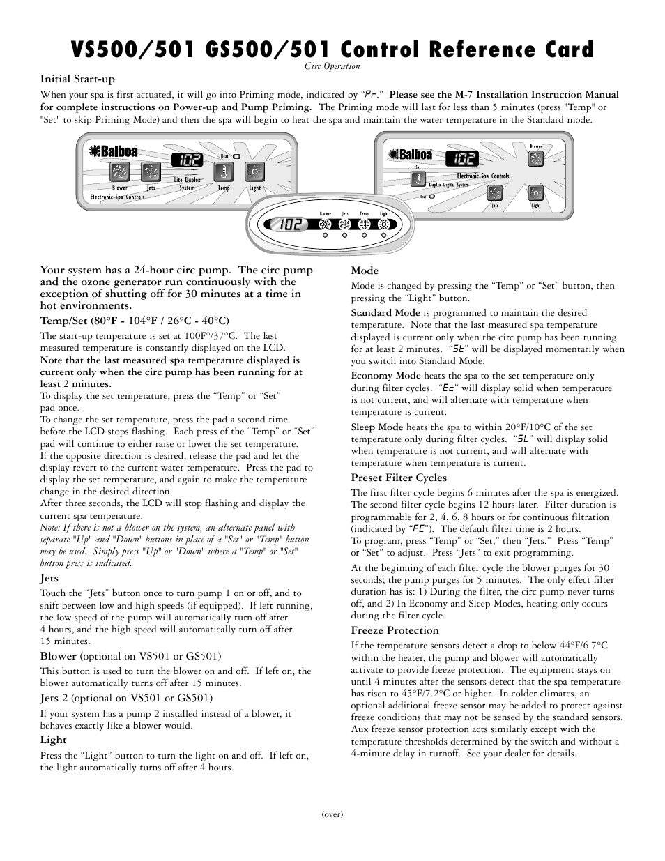 Dynasty Spas GS500 User Manual | 2 pages