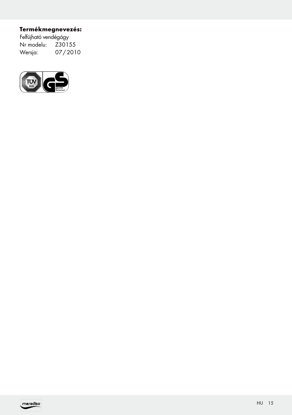 Meradiso Z30155 User Manual | Page 15 / 31