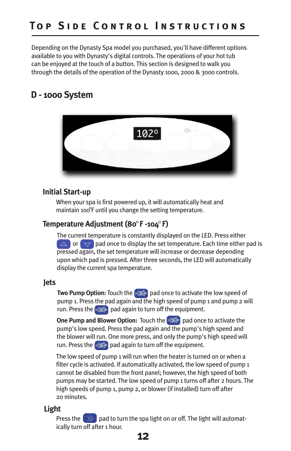 D - 1000 system | Dynasty Spas Deluxe System D-1000 User Manual | Page 12 / 33