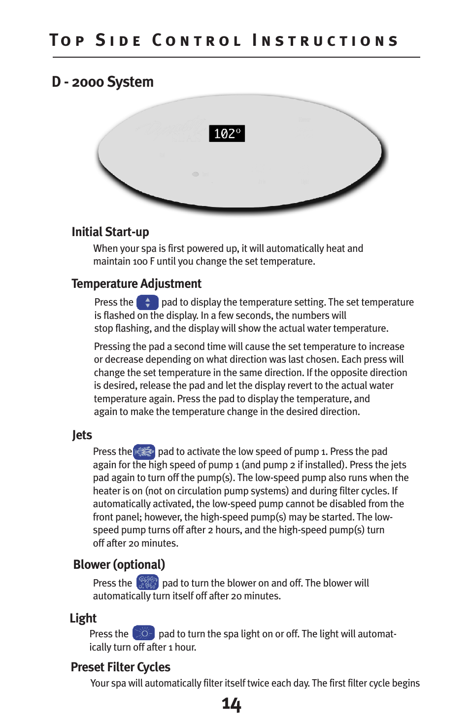 D - 2000 system | Dynasty Spas Deluxe System D-1000 User Manual | Page 14 / 33