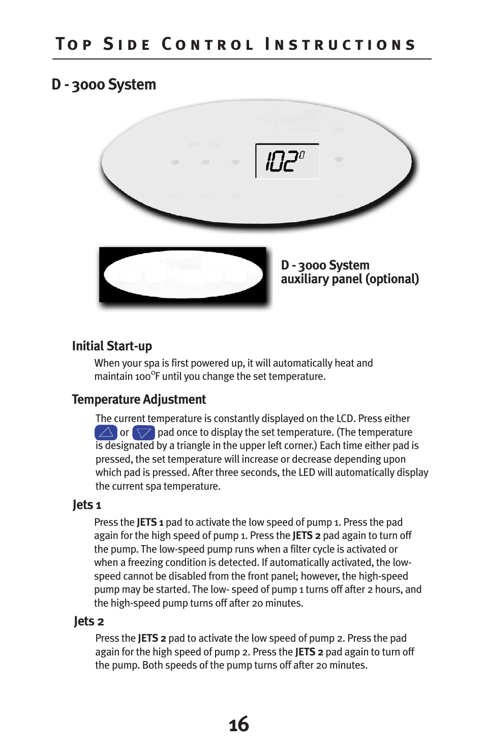 D - 3000 system | Dynasty Spas Deluxe System D-1000 User Manual | Page 16 / 33