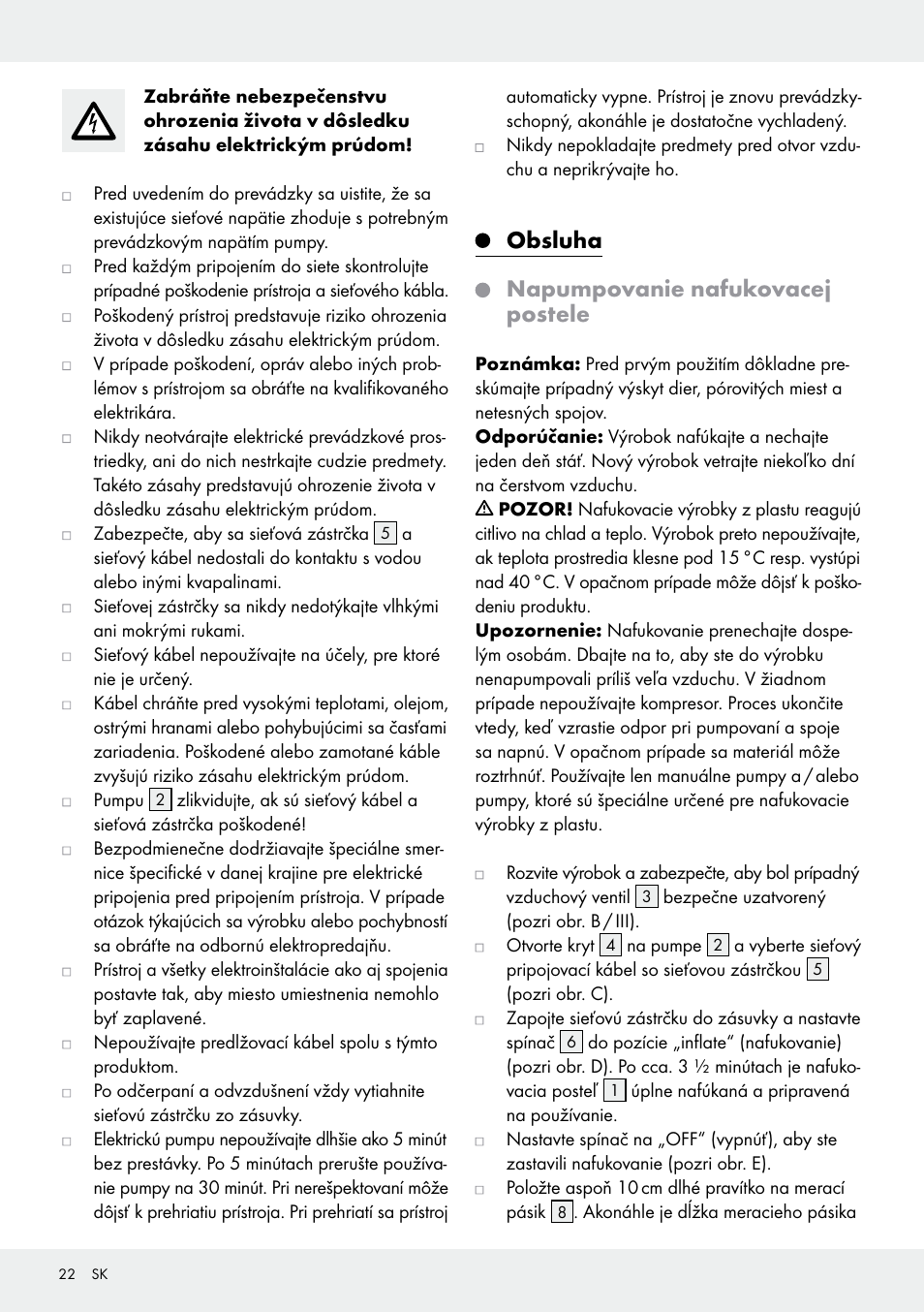 Obsluha napumpovanie nafukovacej postele | Meradiso Z31600GB User Manual | Page 22 / 33