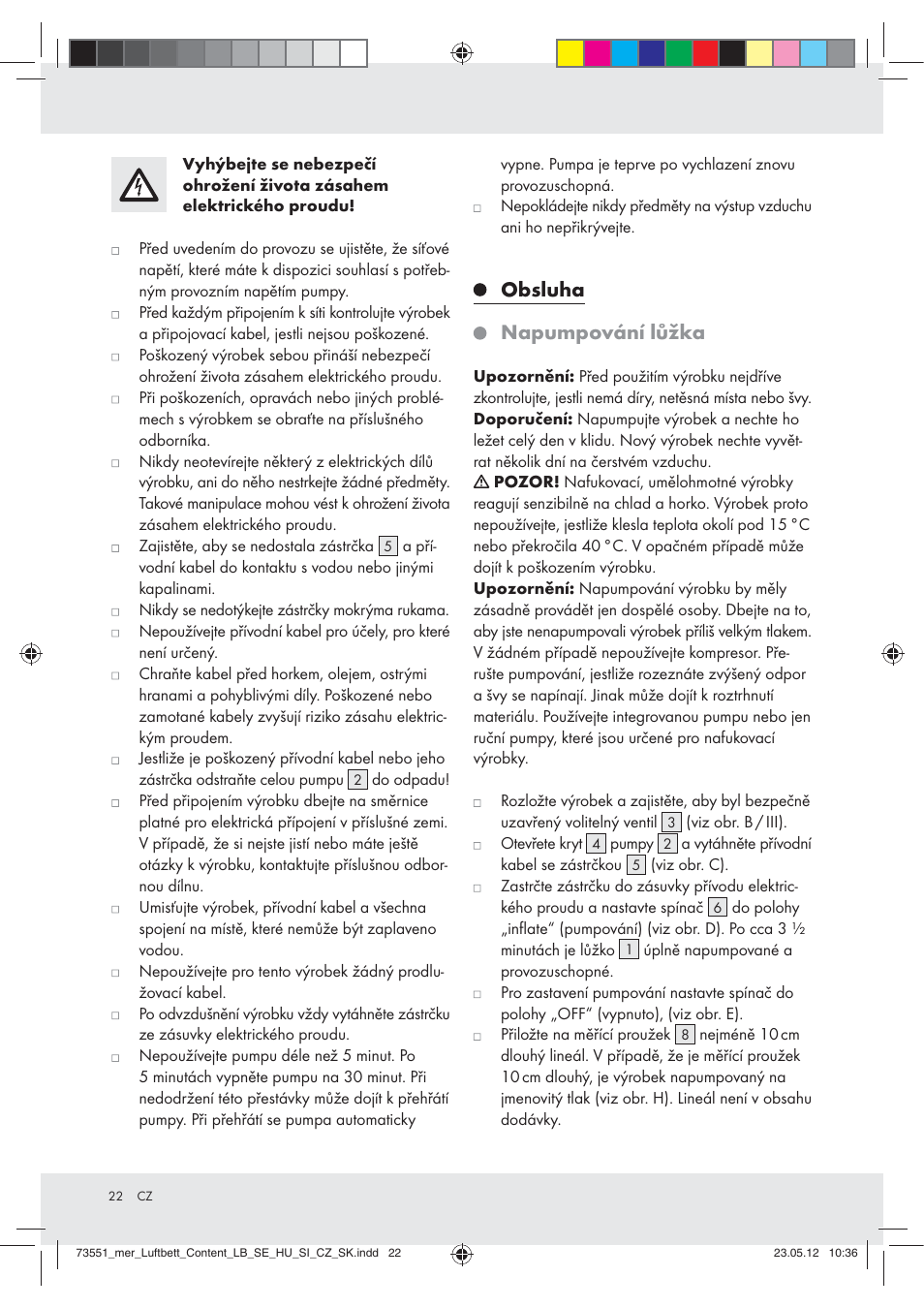 Obsluha napumpování lůžka | Meradiso Z31196 User Manual | Page 22 / 33