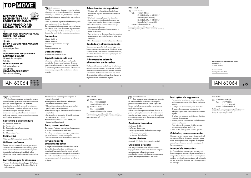 Topmove Travel Bottle Set A User Manual | 2 pages