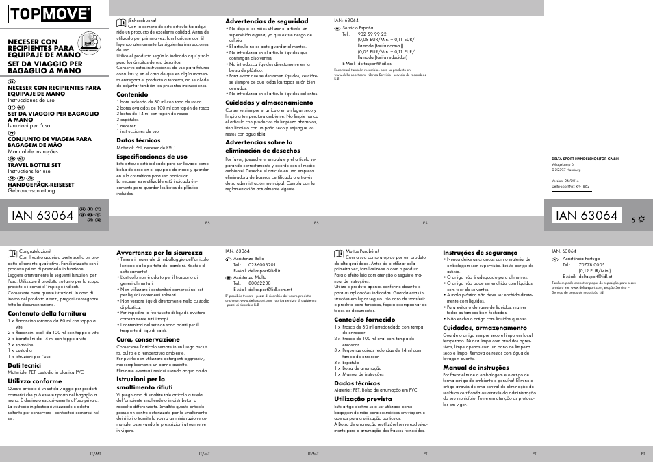 Topmove Travel Bottle Set B User Manual | 2 pages