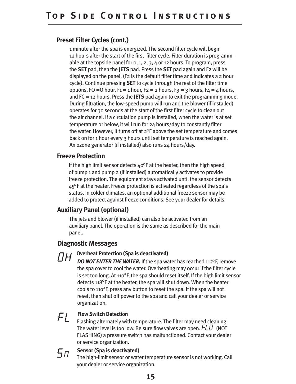 Oh fl s | Dynasty Spas D-3000 User Manual | Page 15 / 33