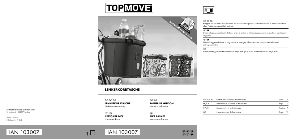 Topmove Bike Basket LT-1542 User Manual | 10 pages