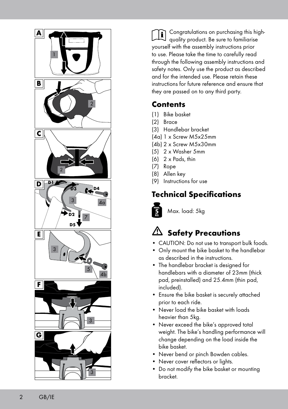 Topmove Bike Basket LT-1542 User Manual | Page 2 / 16