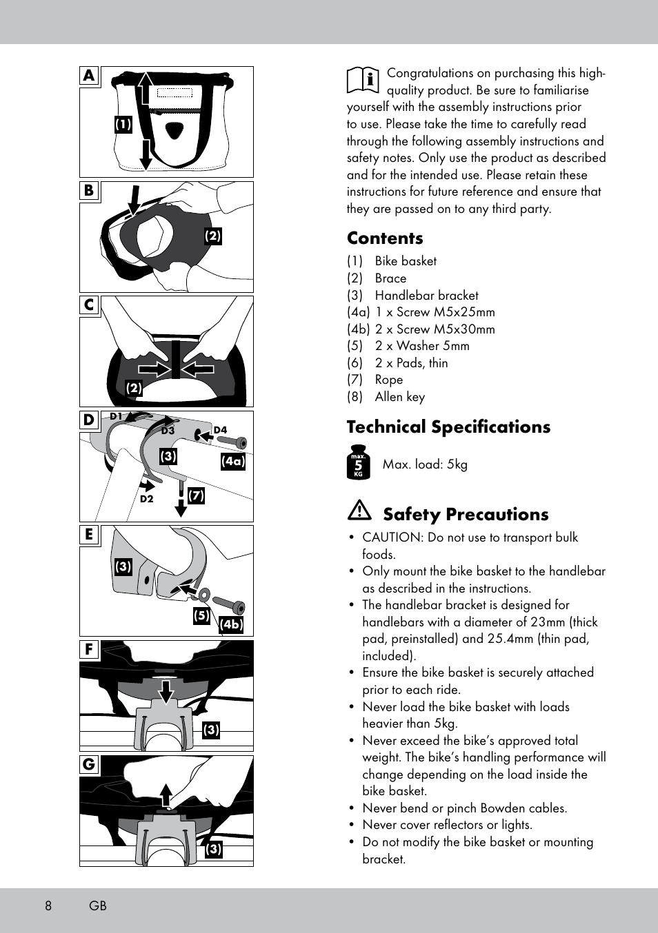 Topmove Bike Basket LT-1542 User Manual | Page 8 / 12