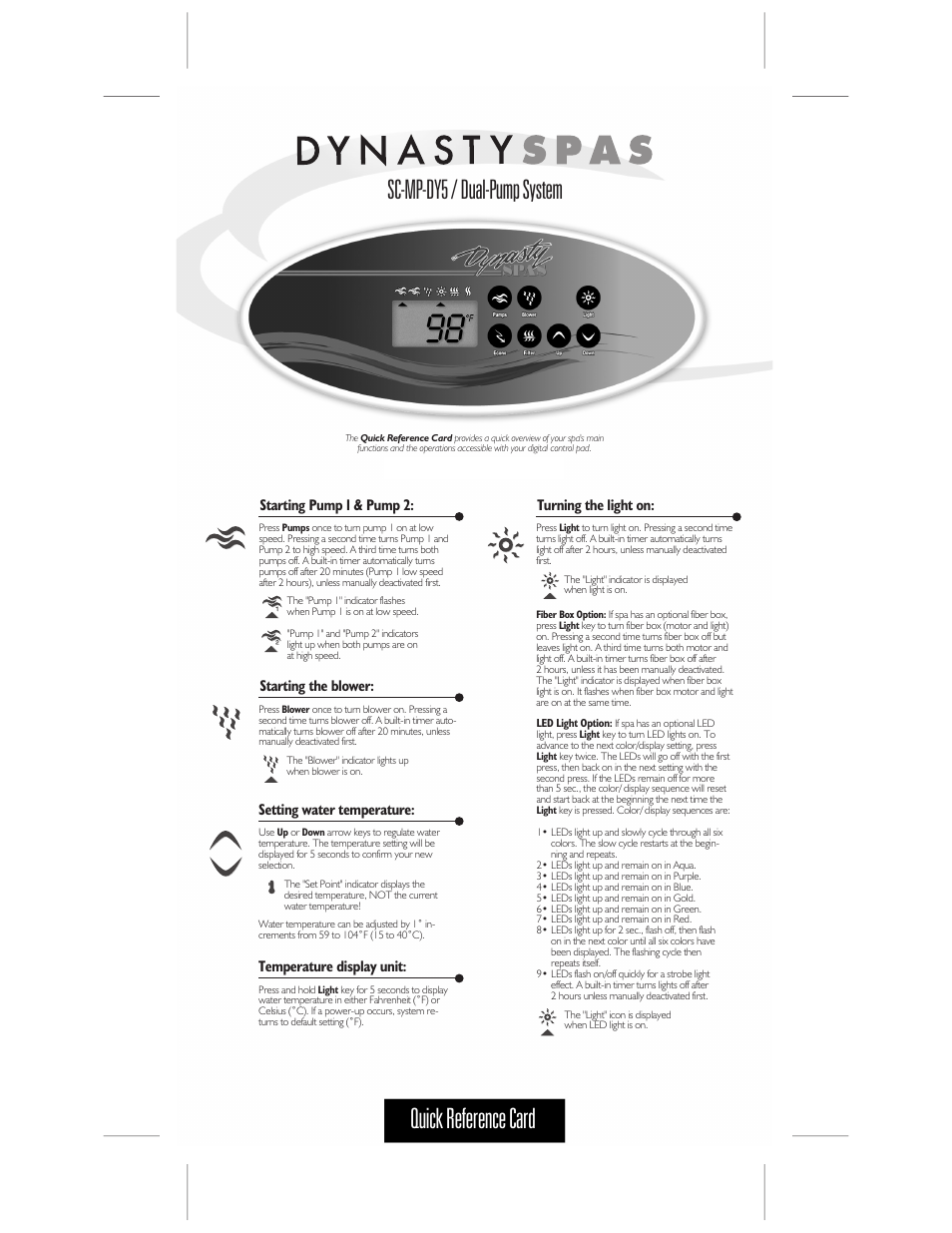 Dynasty Spas SC-MP-DY5 User Manual | 2 pages