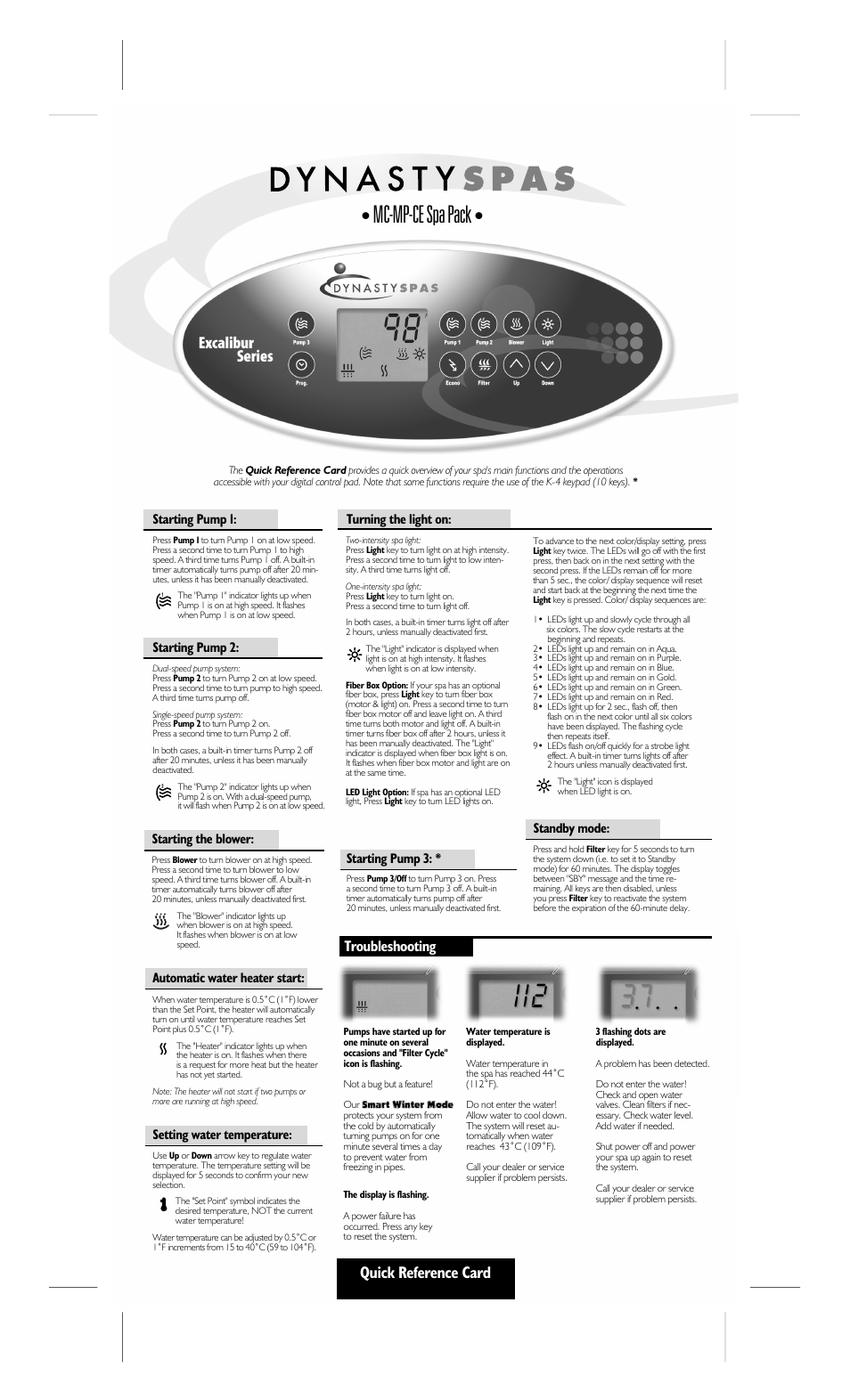 Dynasty Spas MC-MP-CE User Manual | 2 pages