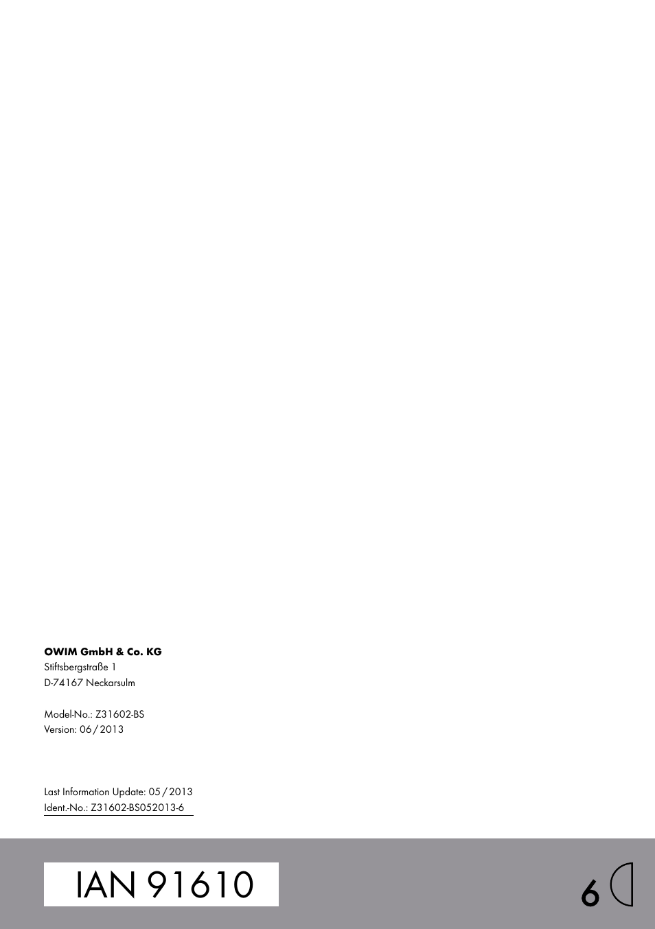 Melinera Z31602-BS User Manual | Page 6 / 6