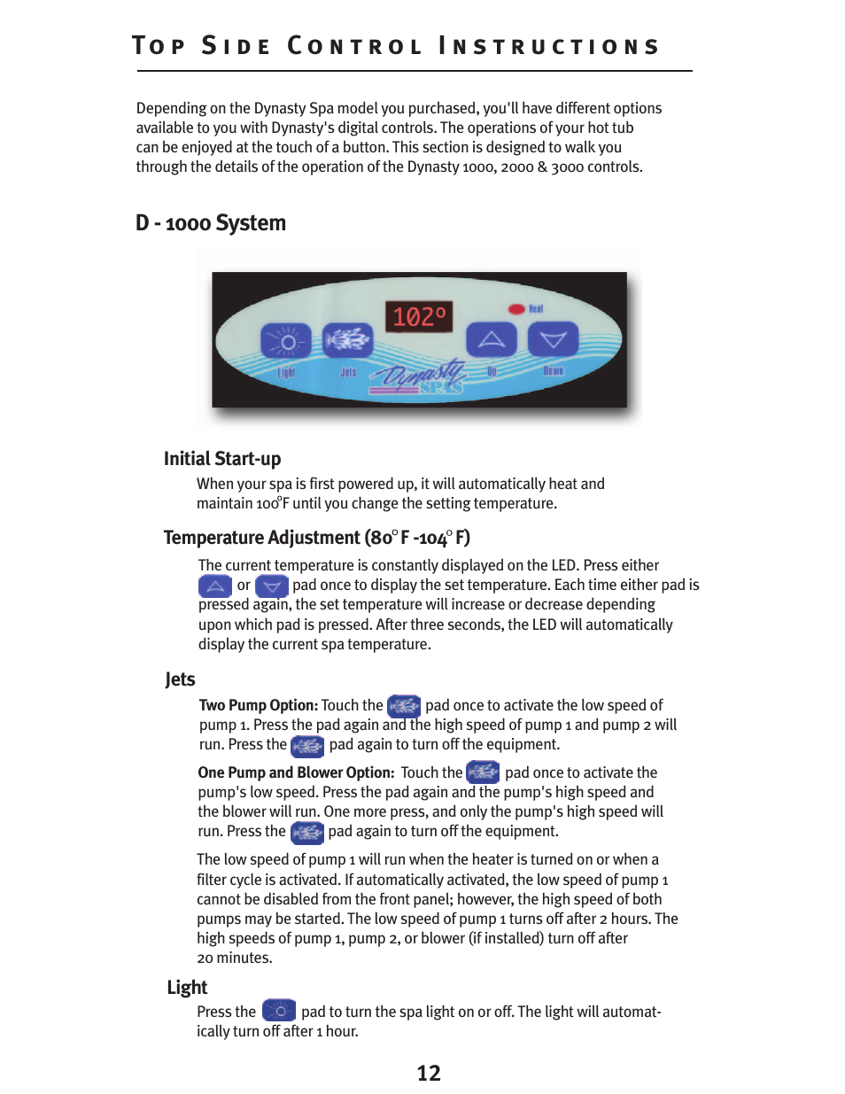 D - 1000 system | Dynasty Spas D-2000 User Manual | Page 12 / 33