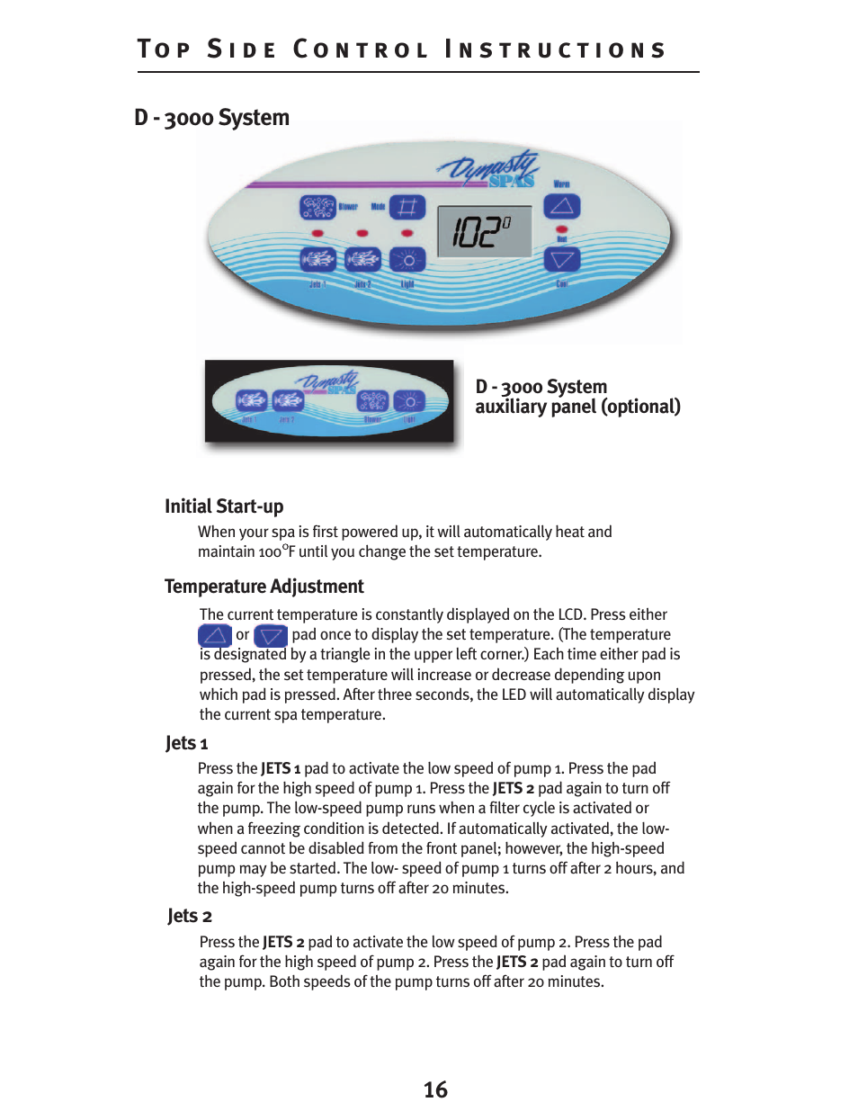 Dynasty Spas D-2000 User Manual | Page 16 / 33