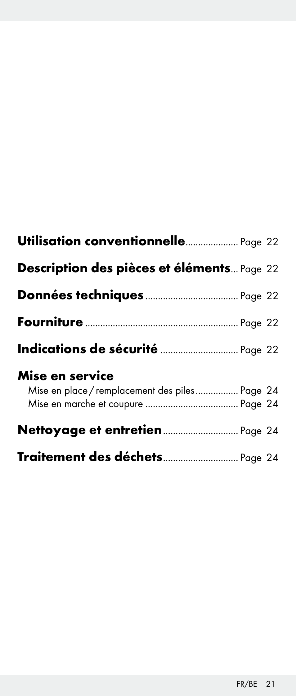 Utilisation conventionnelle, Description des pièces et éléments, Données techniques | Fourniture, Indications de sécurité, Mise en service, Nettoyage et entretien, Traitement des déchets | Melinera Z30893A/Z30893C/Z30893F User Manual | Page 21 / 36