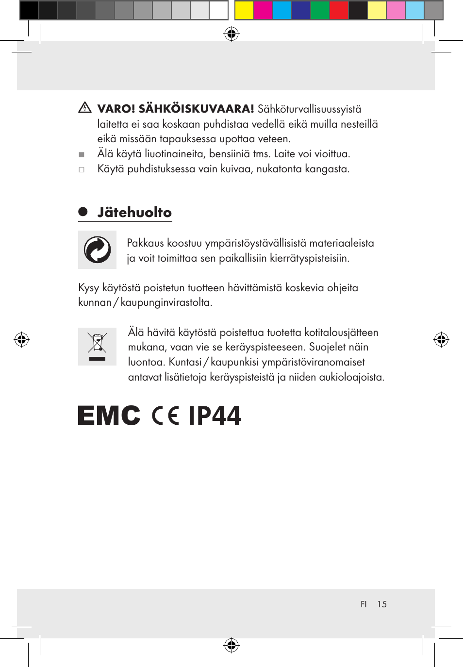 Jätehuolto | Melinera Z30171-BS/Z31589-BS User Manual | Page 15 / 49