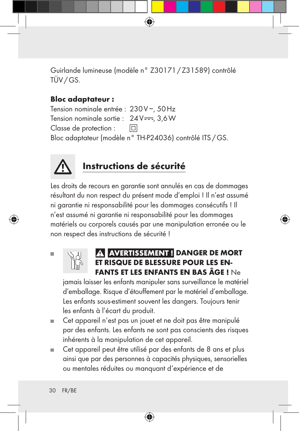 Instructions de sécurité | Melinera Z30171-BS/Z31589-BS User Manual | Page 30 / 49