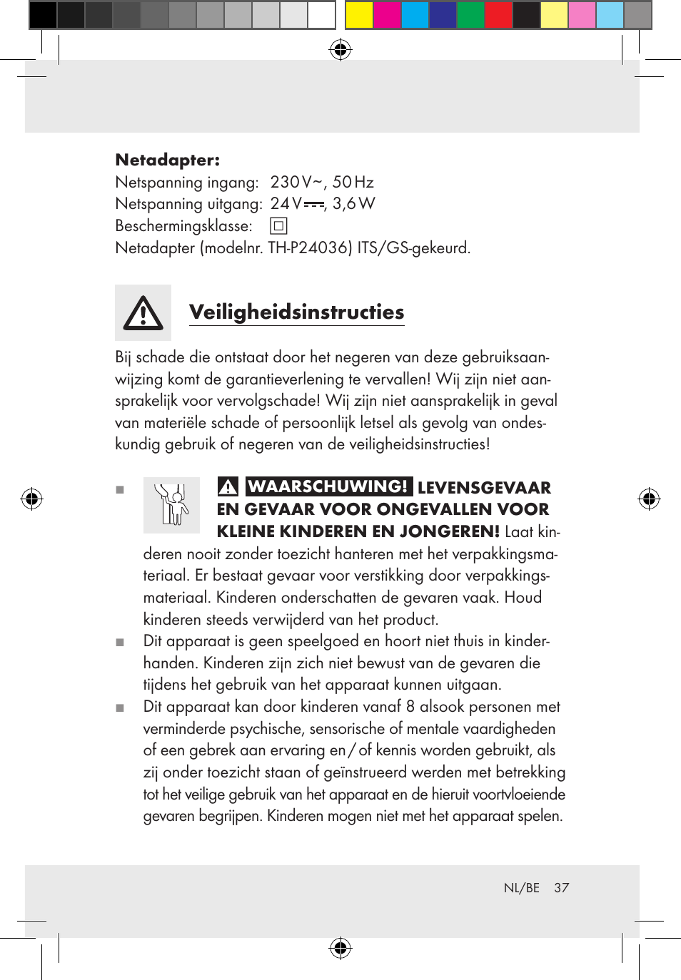 Veiligheidsinstructies | Melinera Z30171-BS/Z31589-BS User Manual | Page 37 / 49