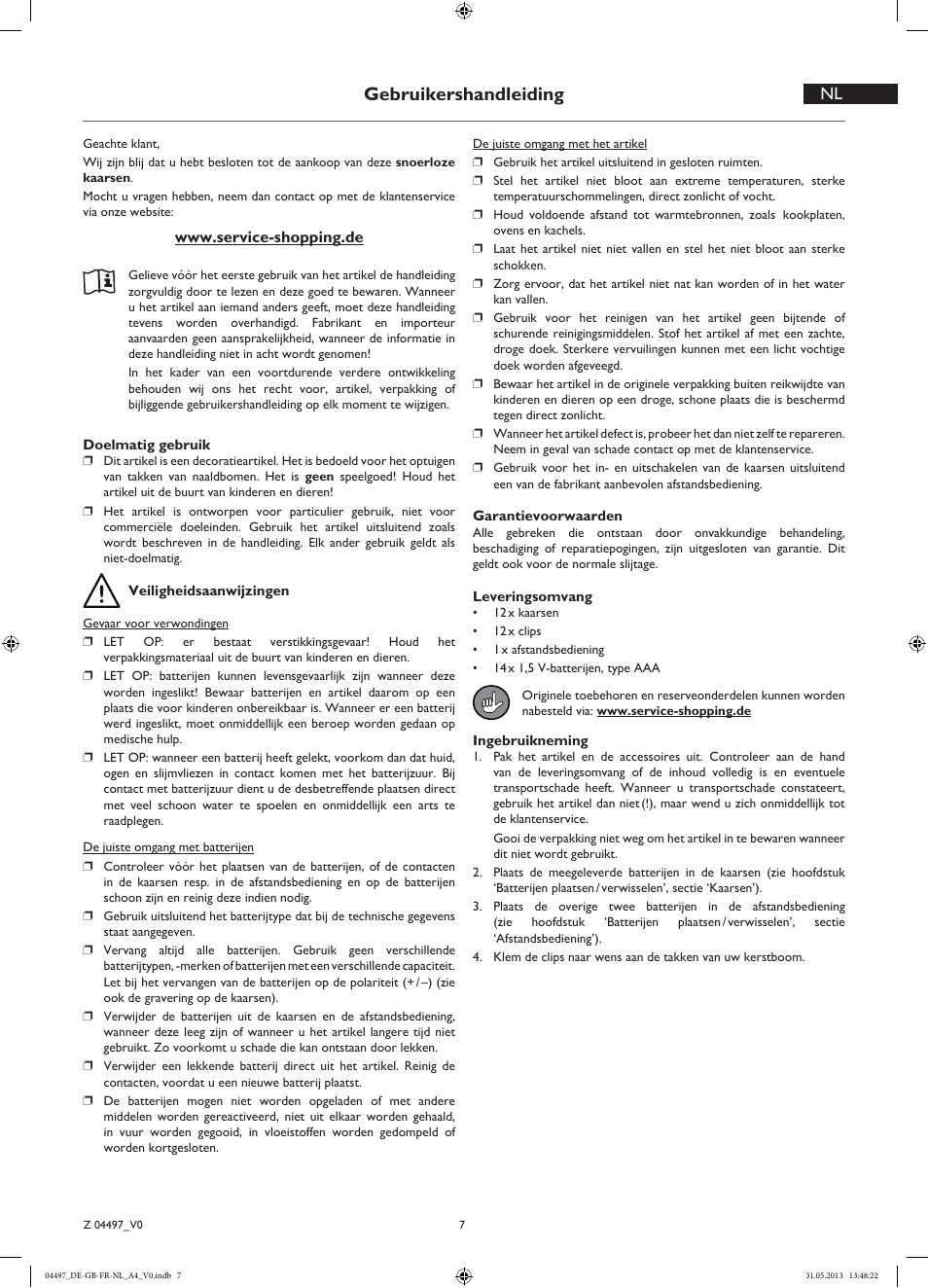 Gebruikershandleiding | Melinera Z04497 User Manual | Page 7 / 8