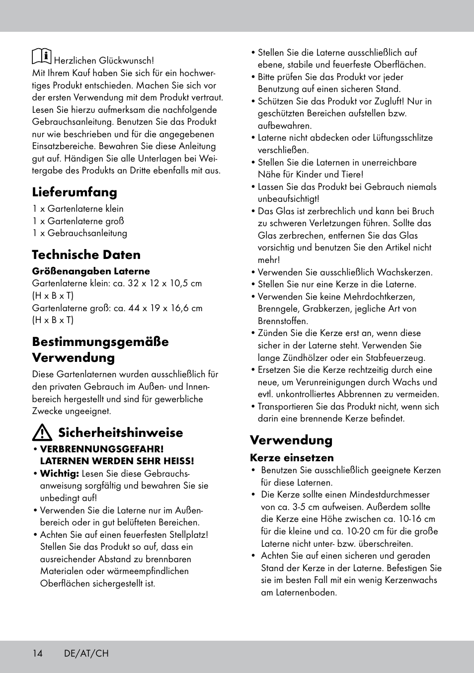 Lieferumfang, Technische daten, Bestimmungsgemäße verwendung | Sicherheitshinweise, Verwendung | Melinera LS-1662 User Manual | Page 14 / 16