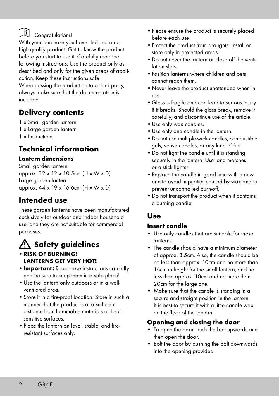 Delivery contents, Technical information, Intended use | Safety guidelines | Melinera LS-1662 User Manual | Page 2 / 16