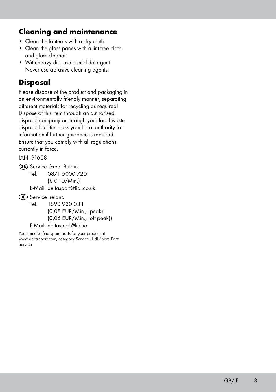 Cleaning and maintenance, Disposal | Melinera LS-1663 User Manual | Page 3 / 16