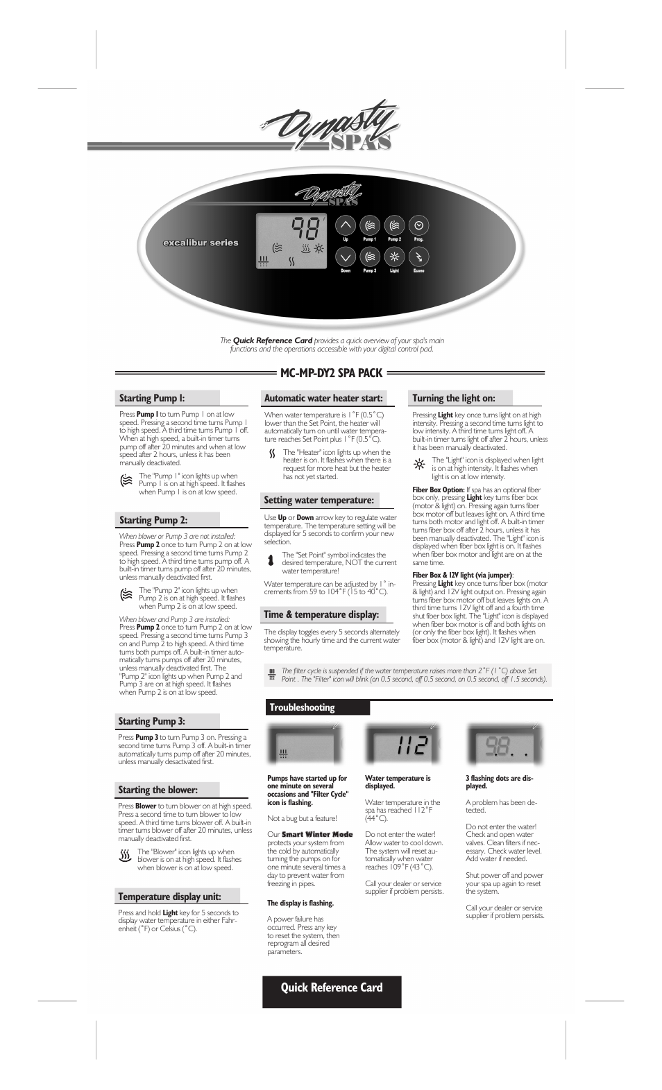 Dynasty Spas MC-MP-DY2 User Manual | 2 pages