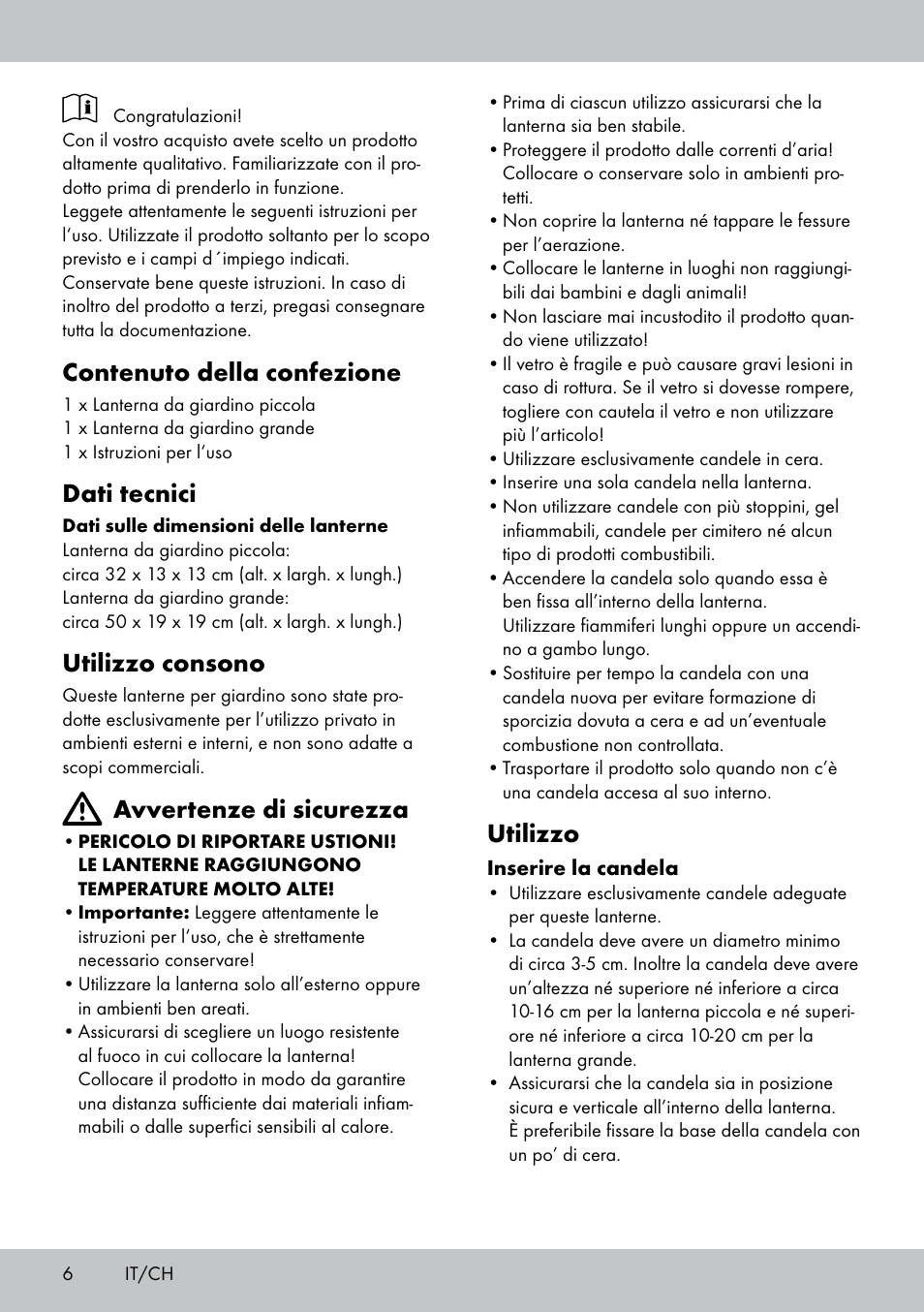 Contenuto della confezione, Dati tecnici, Utilizzo consono | Avvertenze di sicurezza, Utilizzo | Melinera LS-1664 User Manual | Page 6 / 12