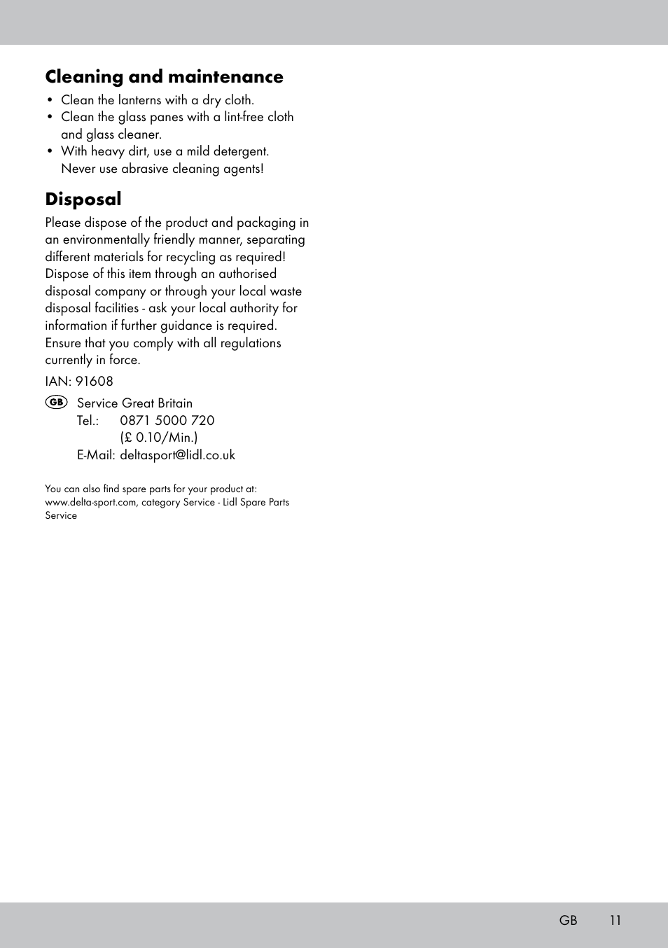 Cleaning and maintenance, Disposal | Melinera LS-1665 User Manual | Page 11 / 12