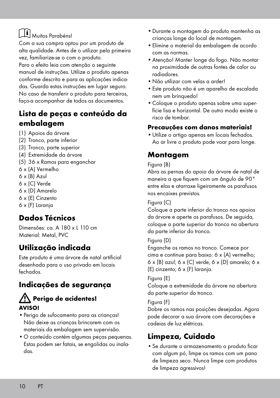 Lista de peças e conteúdo da embalagem, Dados técnicos, Utilização indicada | Indicações de segurança, Montagem, Limpeza, cuidado | Melinera WB-1661 User Manual | Page 10 / 16