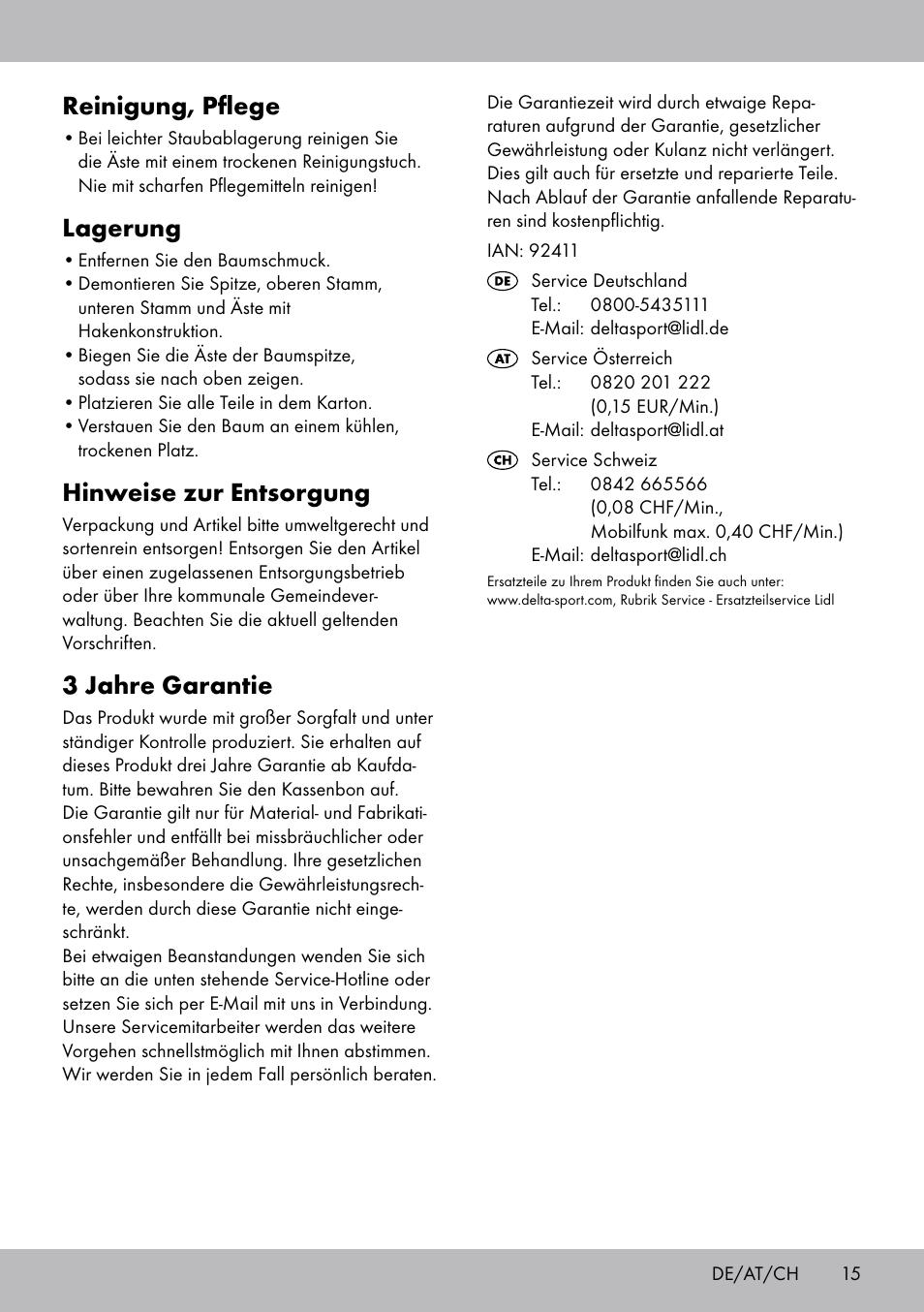 Reinigung, pflege, Lagerung, Hinweise zur entsorgung | 3 jahre garantie | Melinera WB-1661 User Manual | Page 15 / 16