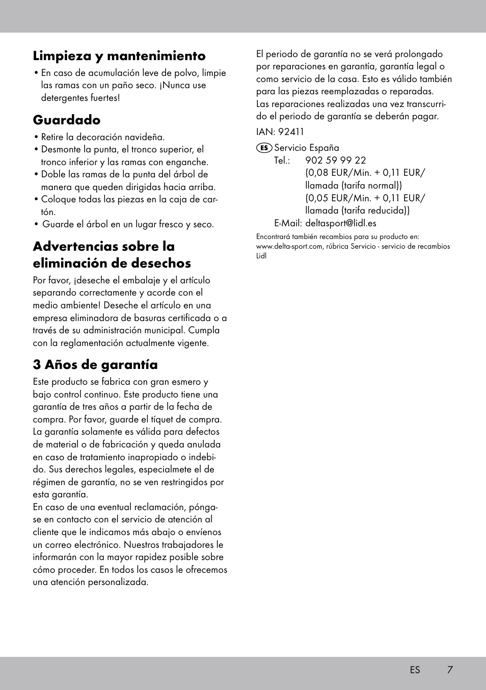 Limpieza y mantenimiento, Guardado, Advertencias sobre la eliminación de desechos | 3 años de garantía | Melinera WB-1661 User Manual | Page 7 / 16