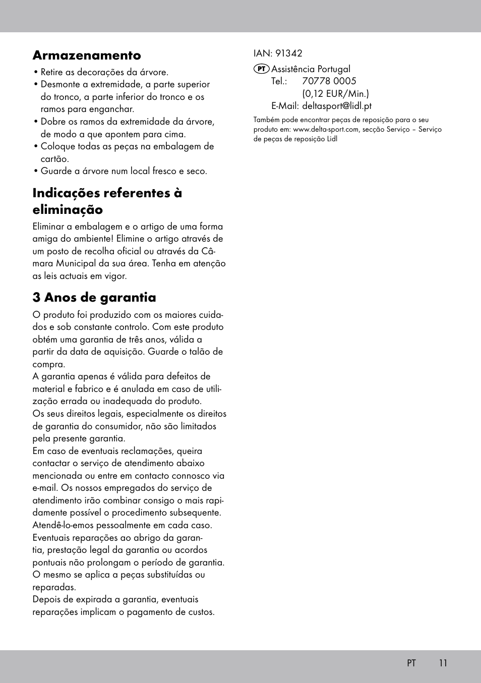 Armazenamento, Indicações referentes à eliminação, 3 anos de garantia | Melinera WB-1660 User Manual | Page 11 / 16