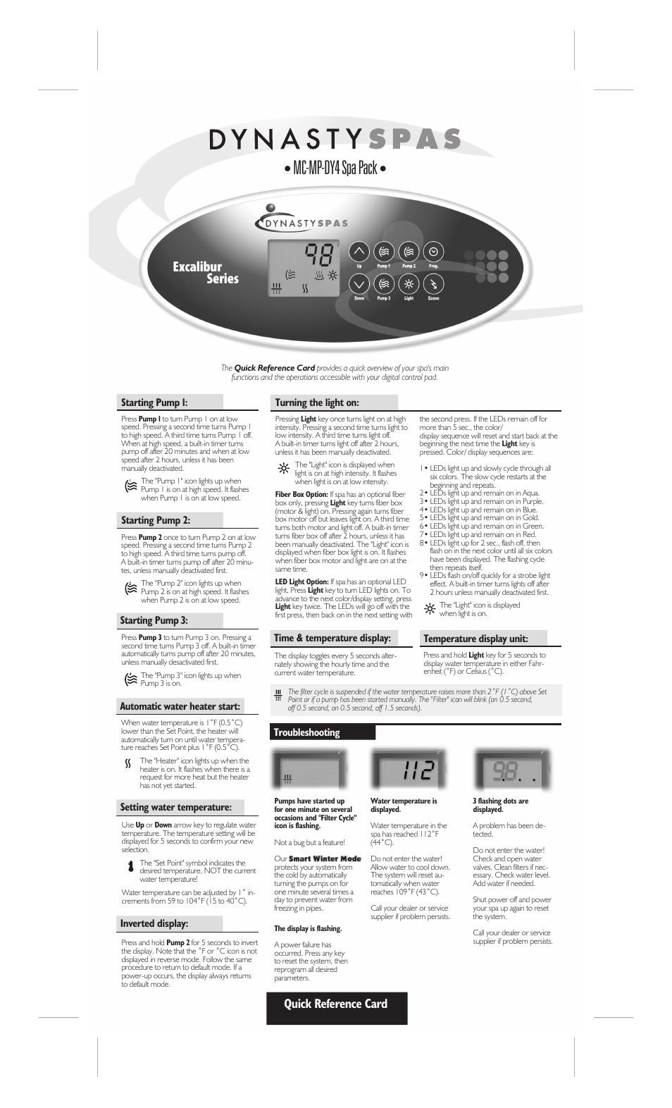 Dynasty Spas MC-MP-DY4 User Manual | 2 pages
