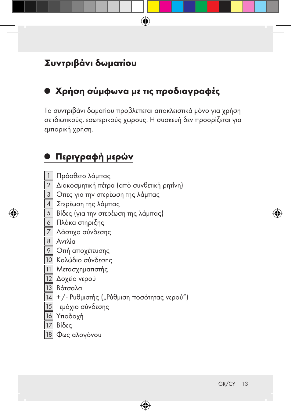 Περιγραφή μερών | Melinera Z31300-BS User Manual | Page 13 / 24