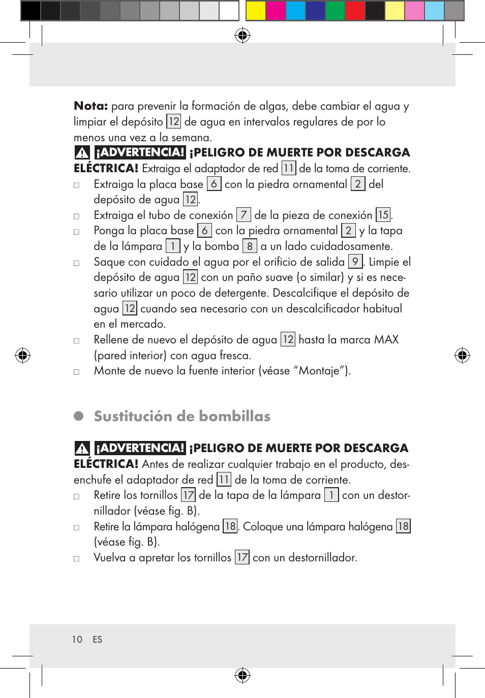 Sustitución de bombillas | Melinera Z31300-BS User Manual | Page 10 / 54