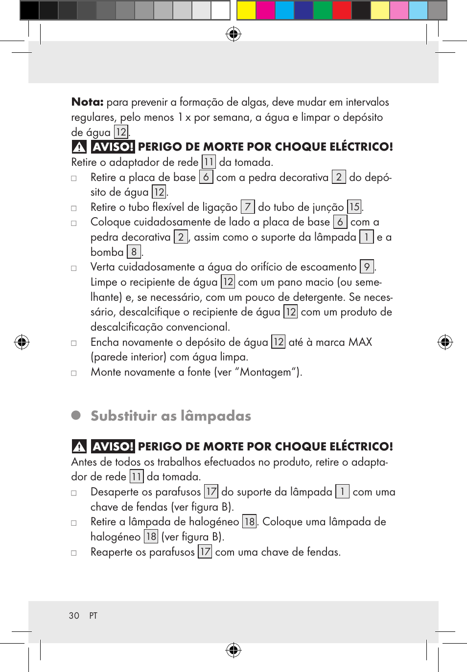 Substituir as lâmpadas | Melinera Z31300-BS User Manual | Page 30 / 54