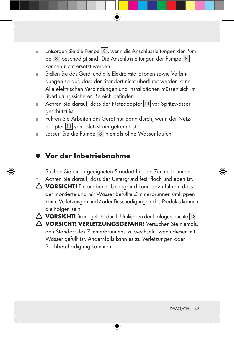 Vor der inbetriebnahme | Melinera Z31300-BS User Manual | Page 47 / 54