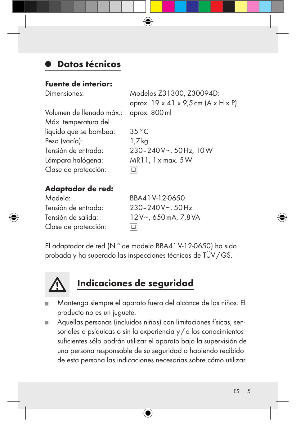 Datos técnicos, Indicaciones de seguridad | Melinera Z31300-BS User Manual | Page 5 / 54