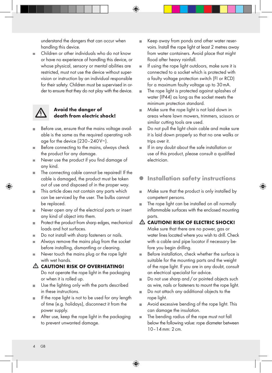 Installation safety instructions | Melinera Z28957A-BS User Manual | Page 4 / 25