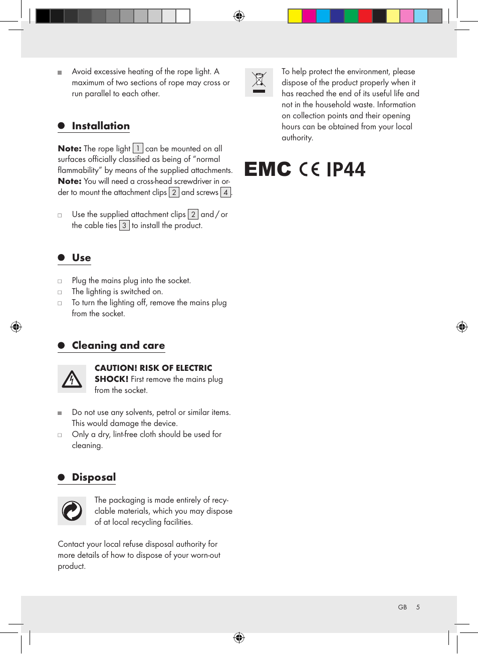 Installation, Cleaning and care, Disposal | Melinera Z28957A-BS User Manual | Page 5 / 25