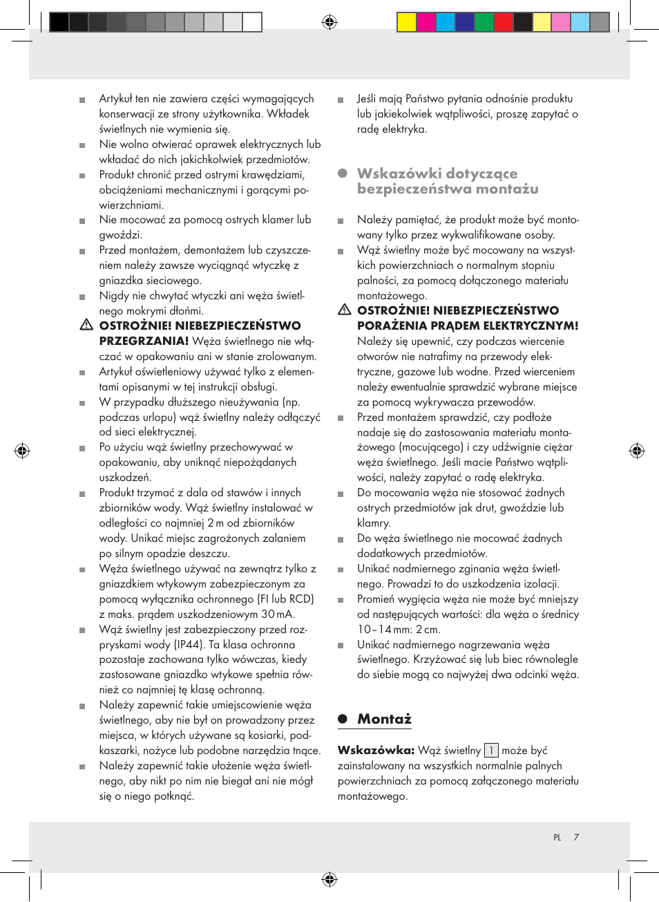 Wskazówki dotyczące bezpieczeństwa montażu, Montaż | Melinera Z28957A-BS User Manual | Page 7 / 25
