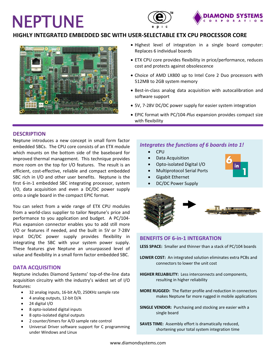 Diamond Systems Neptune User Manual | 3 pages