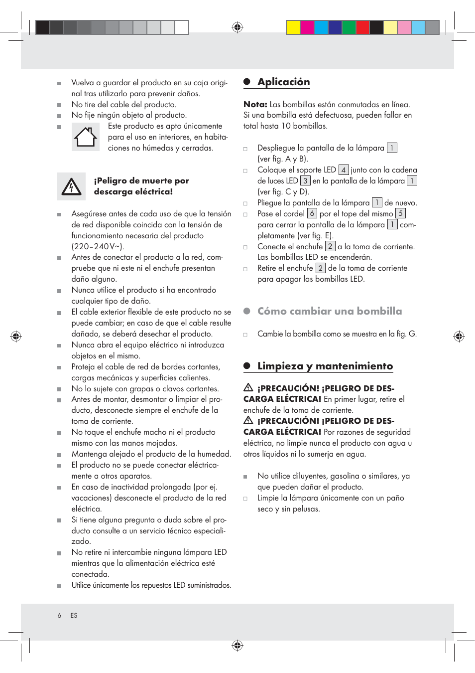 Aplicación, Cómo cambiar una bombilla, Limpieza y mantenimiento | Melinera Z31245 User Manual | Page 6 / 20