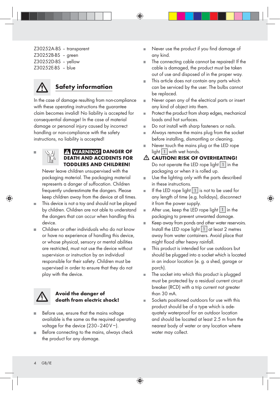 Safety information | Melinera Z30252 User Manual | Page 4 / 6