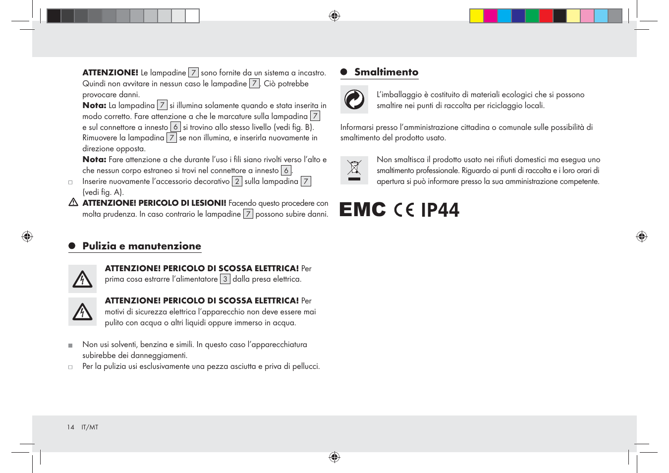 Pulizia e manutenzione, Smaltimento | Melinera Z28965-BS User Manual | Page 14 / 30