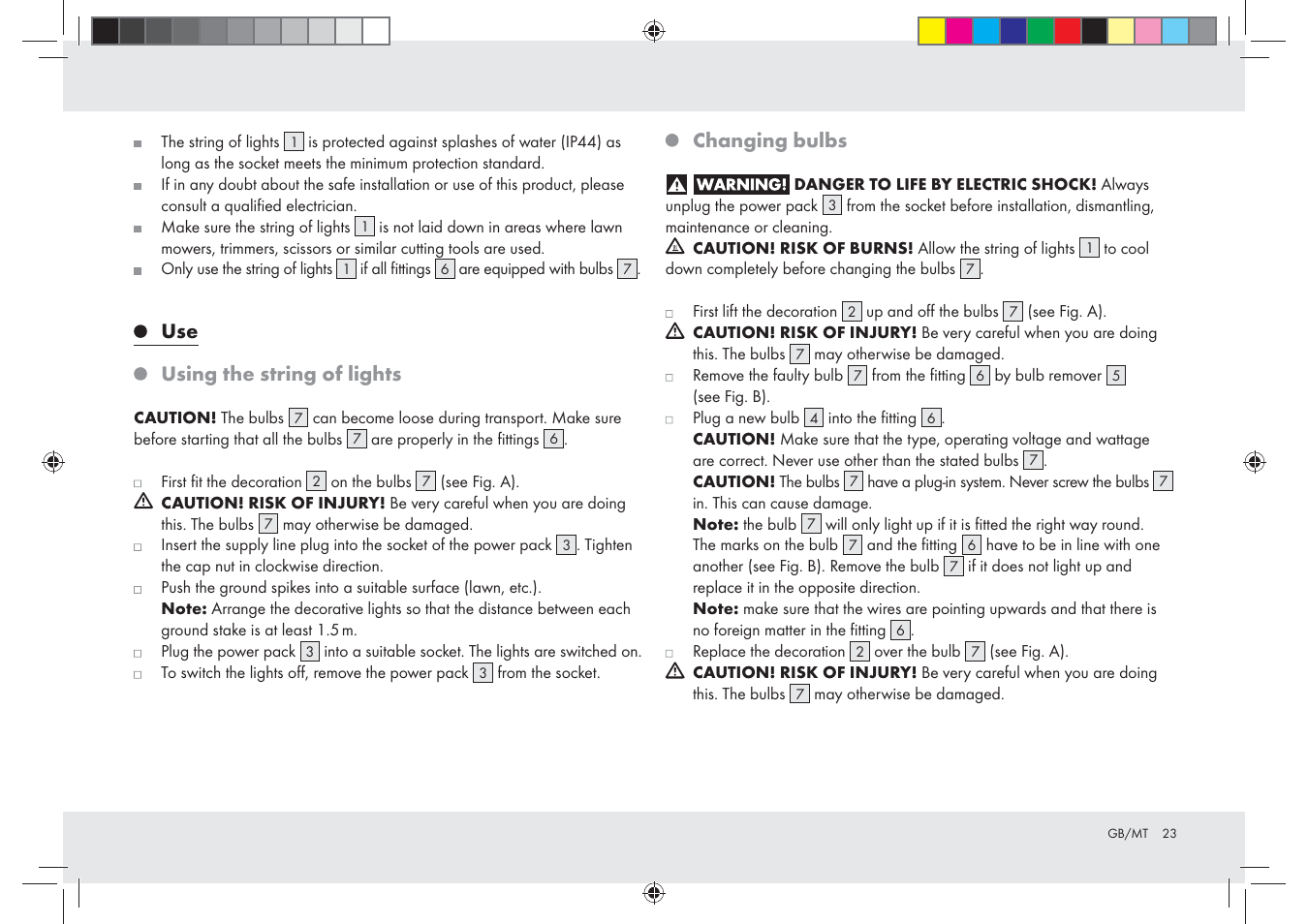 Use using the string of lights, Changing bulbs | Melinera Z28965-BS User Manual | Page 23 / 30