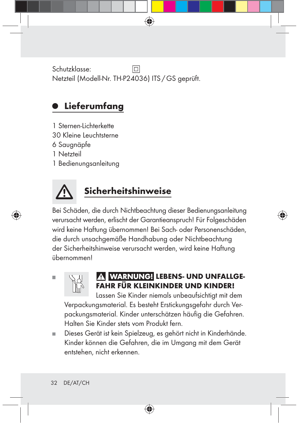 Lieferumfang, Sicherheitshinweise | Melinera Z30171-BS User Manual | Page 32 / 37
