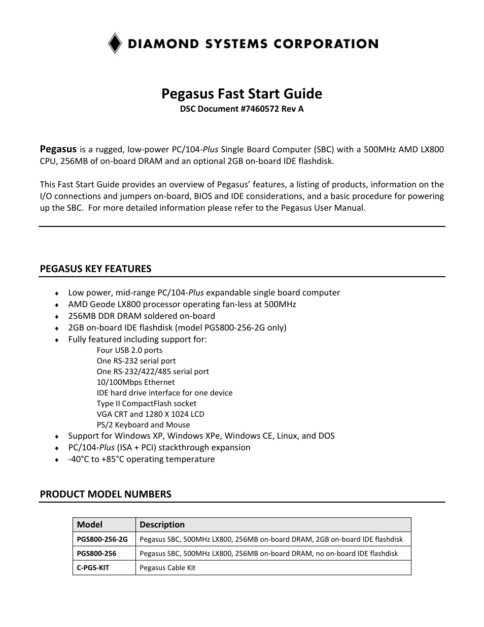 Diamond Systems C-PGS-KIT User Manual | 12 pages